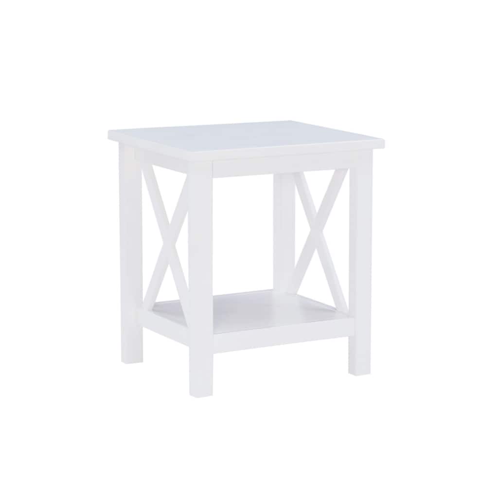 Accent End Table with Bottom Shelf - 22" - Antique White