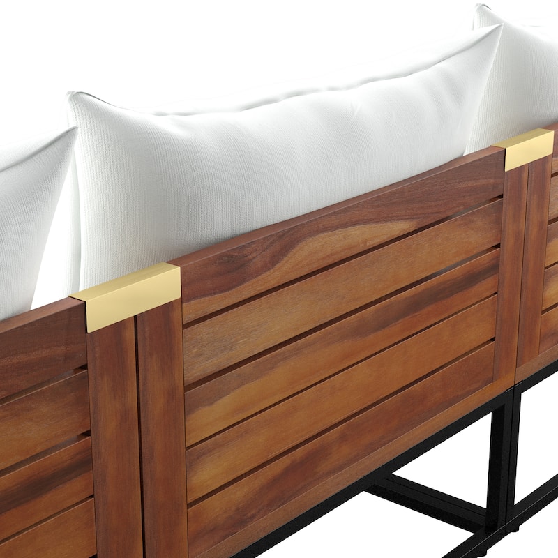 SEI Furniture Taradale Outdoor Modular Patio Sofa with Cushions and Deep Seating