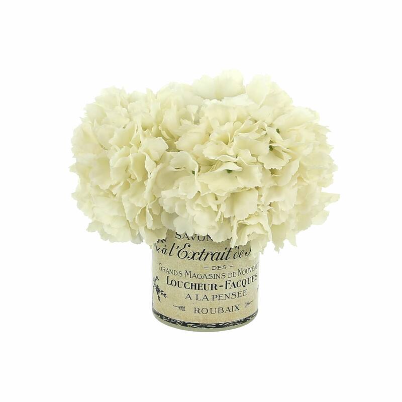 Hydrangea Arrangement in a Glass Vase - White