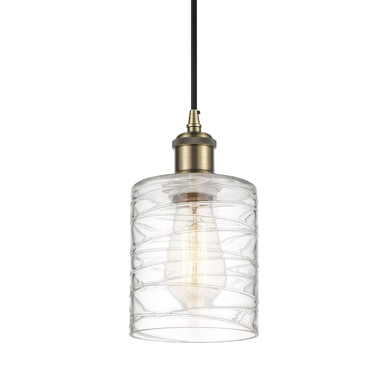 Innovations Lighting 516-1P-8-5 Cobbleskill Pendant Cobbleskill 5" - Deco Swirl / Antique Brass