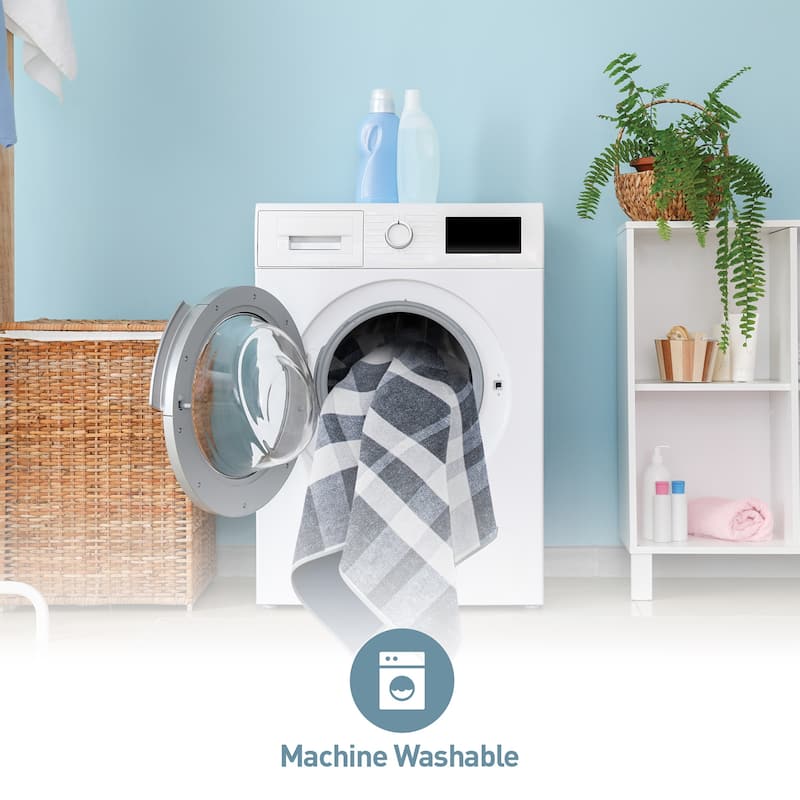 Modern Plaid Machine Washable Area Rug