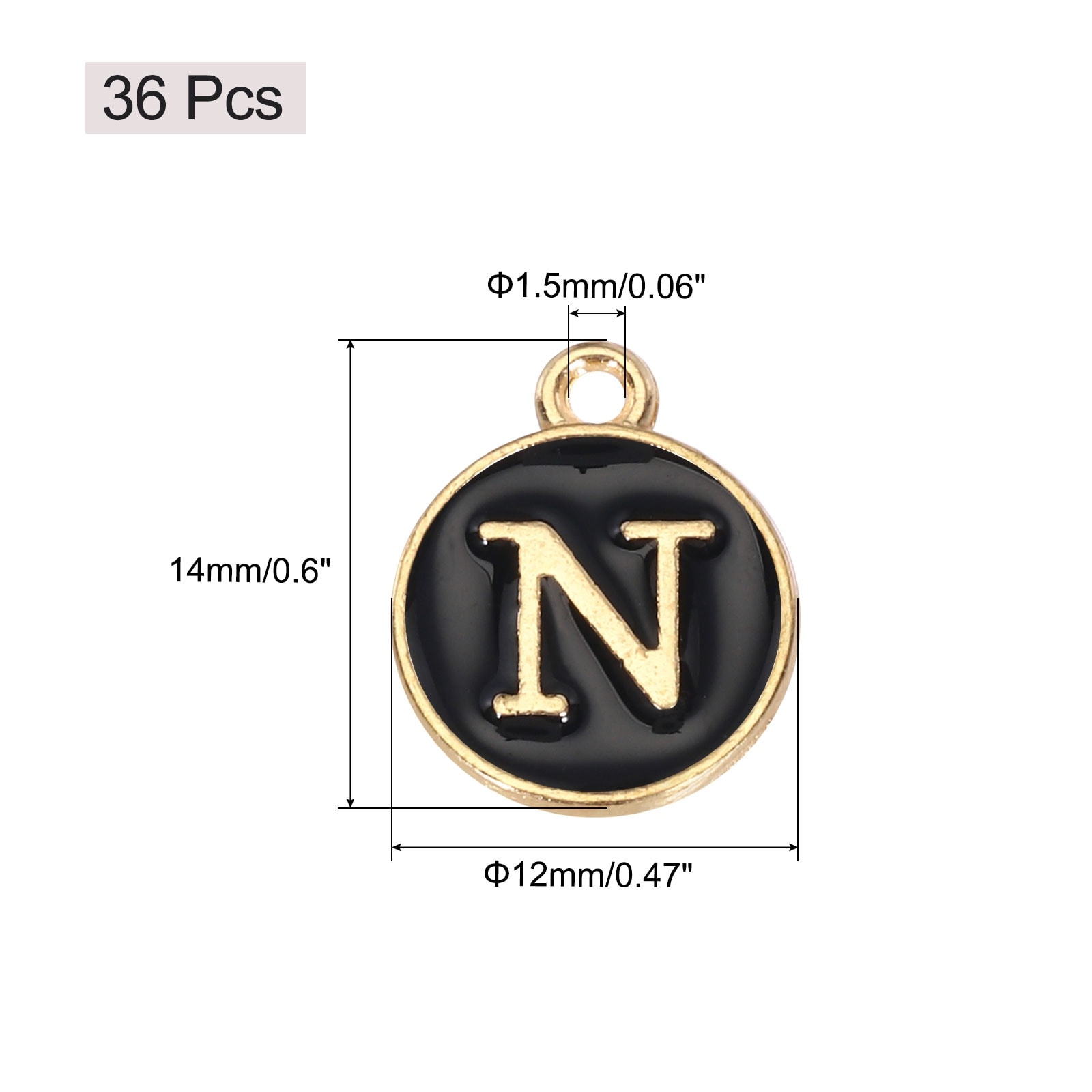 Pendants Letter Charm Initial Charm Enamel Alphabet for DIY Necklace Bracelet Earrings Jewelry Making - Gold & Black