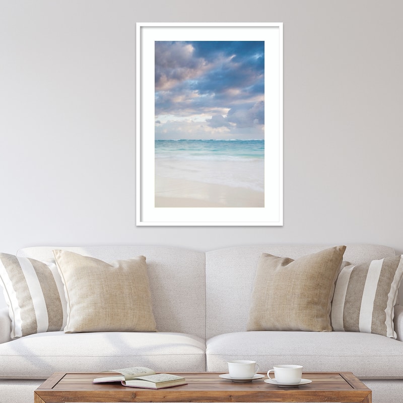 Bavaro Beach at Dawn by Walter Bibikow Danita Delimont Wood Framed Wall Art Print - Svelte White