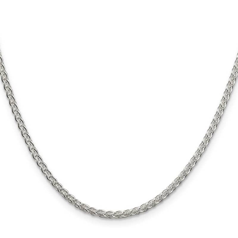 Curata 925 Sterling Silver 2.5mm Round Spiga Chain Necklace