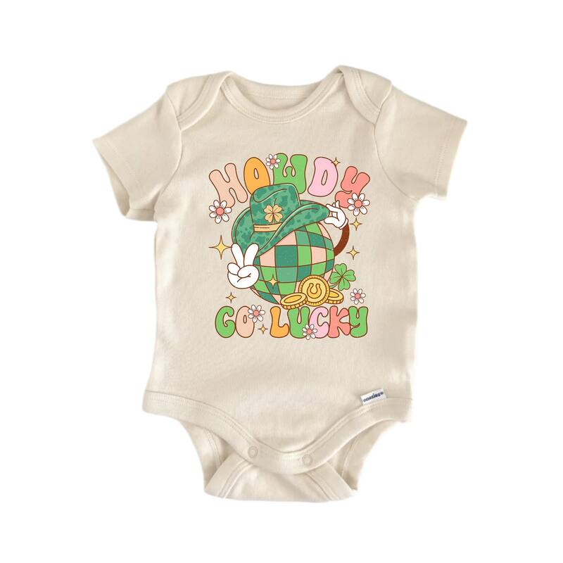 Howdy Go Lucky St. Patrick's Day - Baby Boy Girl Clothes Infant Bodysuit Funny Cute - Natural - 0-3M
