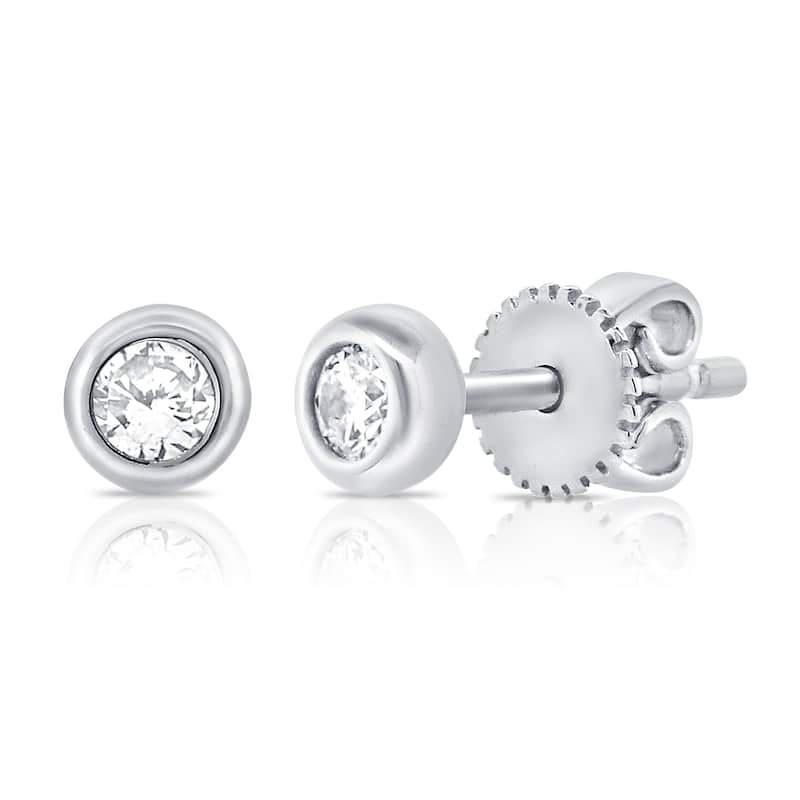 Joelle Collection Diamond Bezel 1/10 ct. Studs Earrings 14K Gold - White