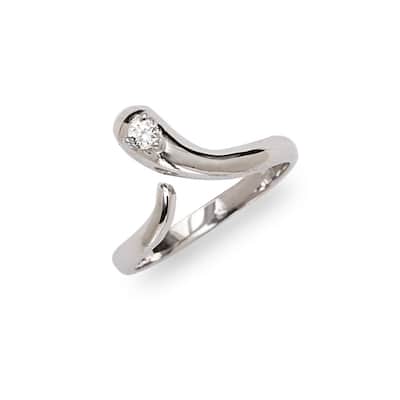 Curata 925 Sterling Silver Bypass Snake Cubic Zirconia Adjustable Toe ring