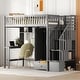 preview thumbnail 3 of 25, Twin Size Loft Bed with Built-in Desk and Wardrobe, Solid Wood Stairway Loftbed Frame with Bookshelf & Drawers for Kids/Bedroom