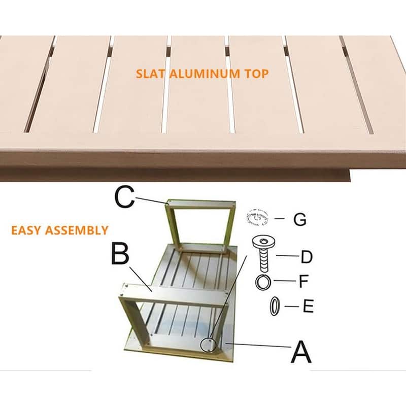 Marina 28x50 Inch Aluminum Coffee Table - Best Outdoor Patio Furniture - (w) 49.8 in. x (h) 17.91 in. x (d) 26.38 in.
