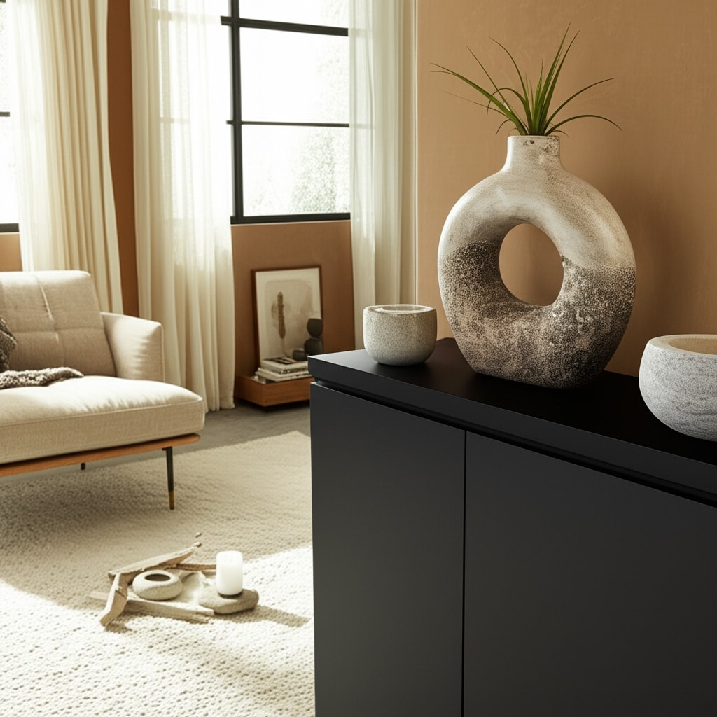 Terracotta Decorative Vase with Sculptural Silhouette Organic Shape
