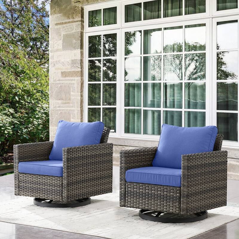 Gymojoy Wicker Swivel Glider Chair with 4 inch Olefin Cushions