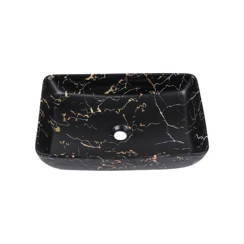 Rectangle Marble Black Vessel Sink - 23"x15" Bathroom Sink