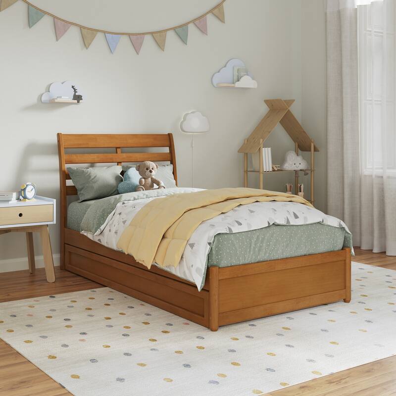 Emelie Platform Bed with Panel Footboard and Twin Trundle