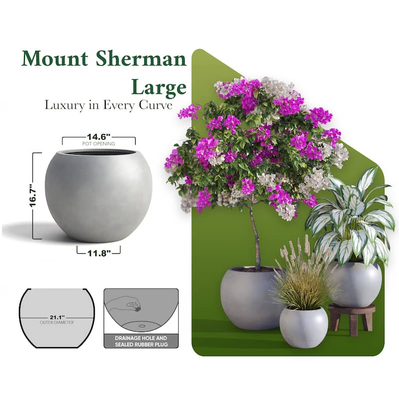 DTY Signature Mount Sherman 1-Piece Fiberstone Planter for Indoor/Outdoor