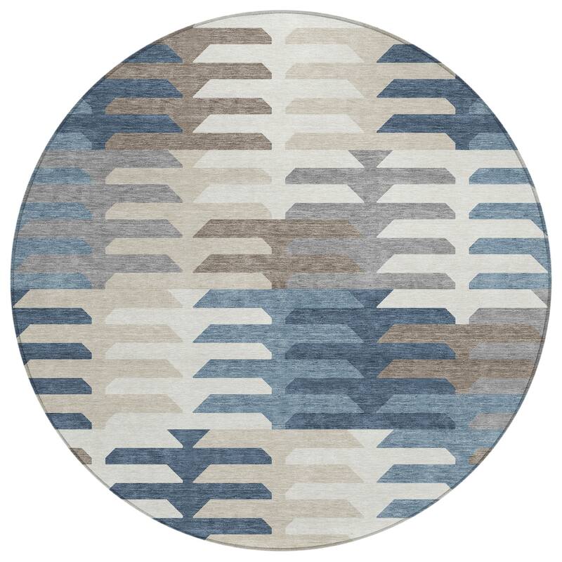 Machine Washable Indoor/ Outdoor Modern Stacks Chantille Rug