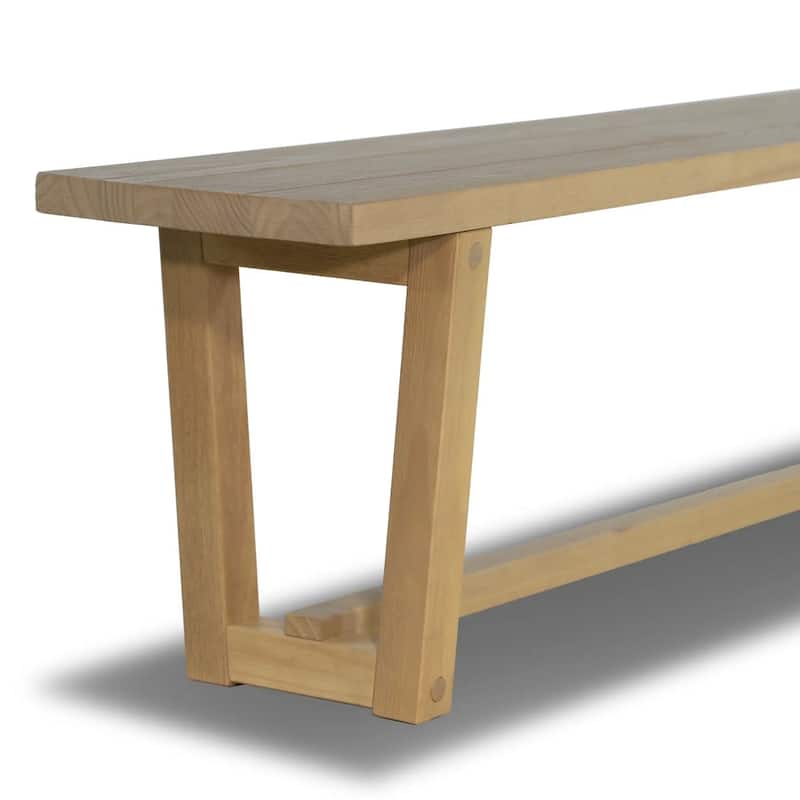 Cascais Solid Wood Bench with Industrial Base
