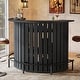 preview thumbnail 8 of 10, 39.4” H Brown Engineered Wood Bar Table with Footrest, 4-Tier Arc-Shaped Home Bar Unit Black