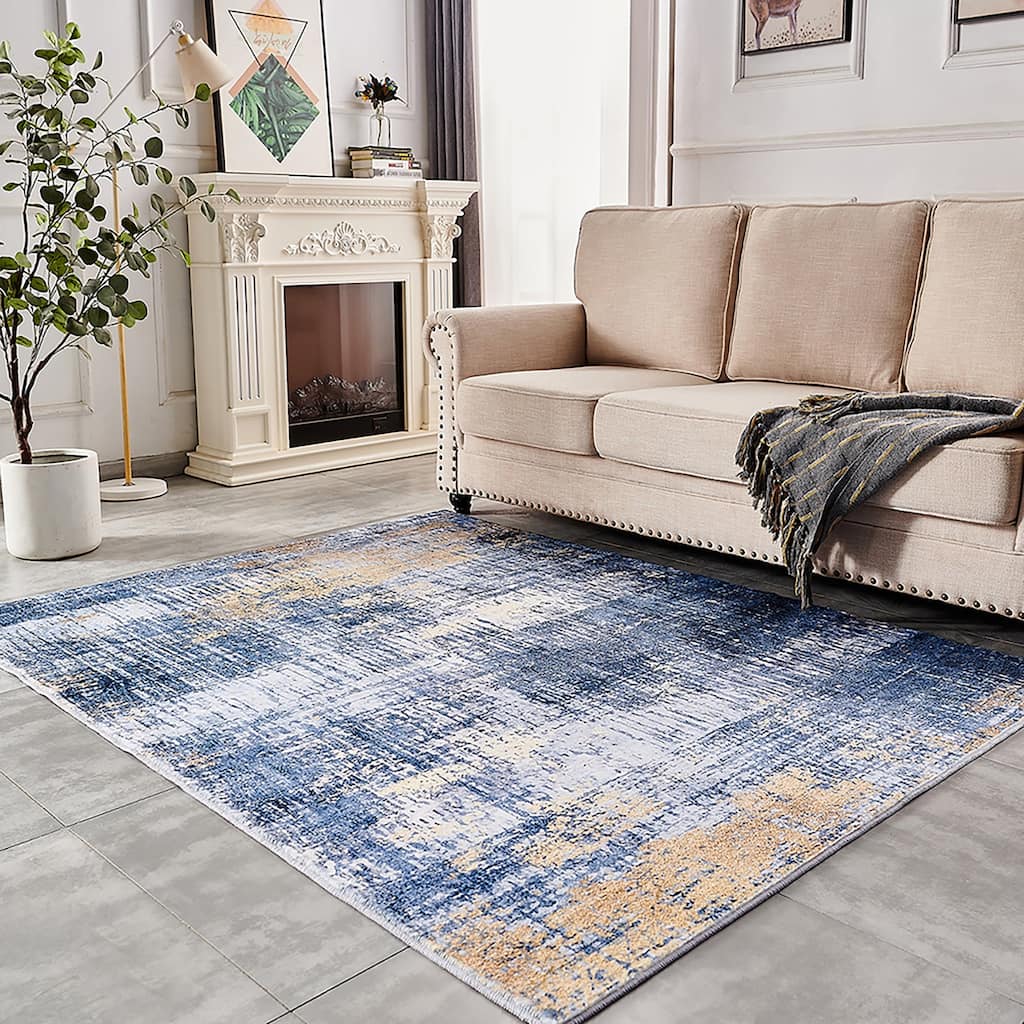 Abstract Design Machine Washable Super Soft Area Rug - 9' x 7'