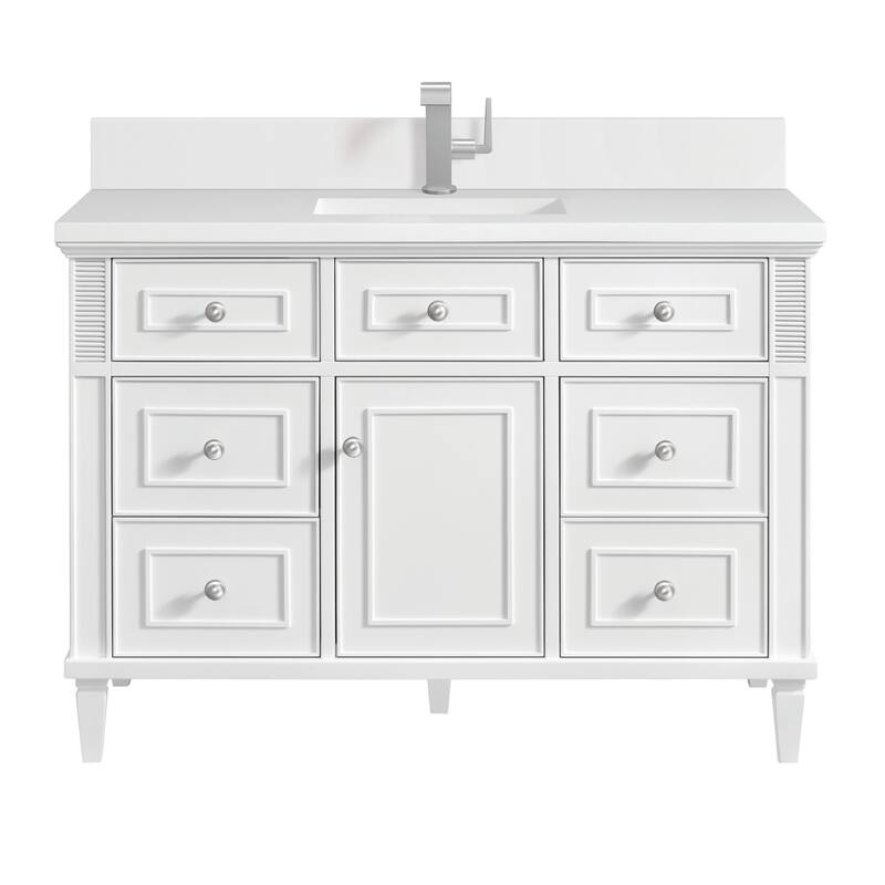 James Martin Vanities 424-V48-1WZ Lorelai 48" Single Basin Wood Vanity - Bright White - Painted