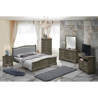 Louis Philippe Upholstered Queen Panel Bed