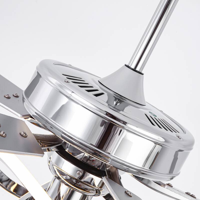 52" Chrome Modern Plywood 5-Blade Ceiling Fan with LED Light and Remote - 52 in. D x 52 in. W x 15.25 in. H