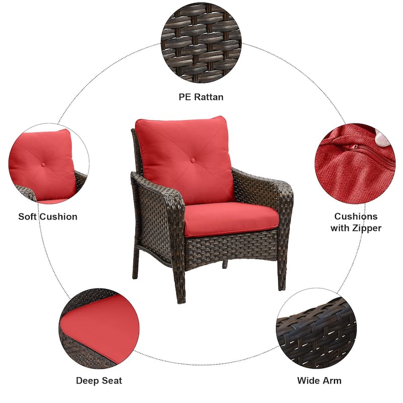 Pocassy Outdoor Wicker Patio Chair with Cushion