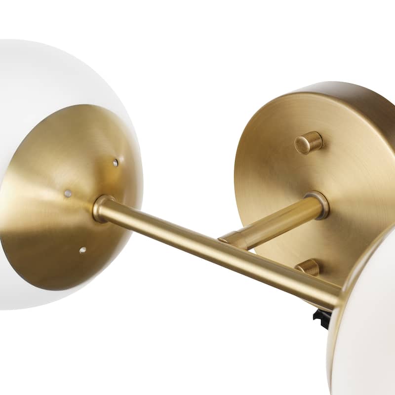 Celestia 2-Light Matte Brass Wall Sconce with Frosted Glass Shades - 19.5"