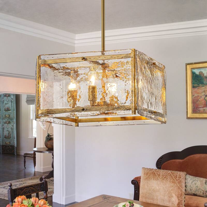 Modern Ripple Glass Chandelier for Kitchen Island - Gold