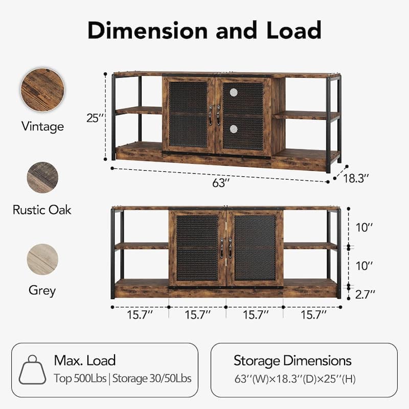 Industrial Entertainment Center TV Stand for for Living Room 65/75 inches TVs - N/A