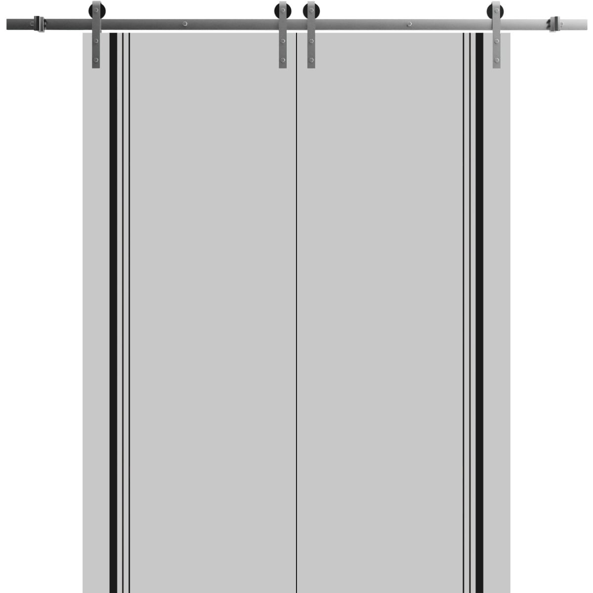 SartoDoors Planum 0011 | Closet Door Double Barn Door | Solid Wood | Hardware Set | 36x80, Grey Matte Bedroom Door Bathroom Door