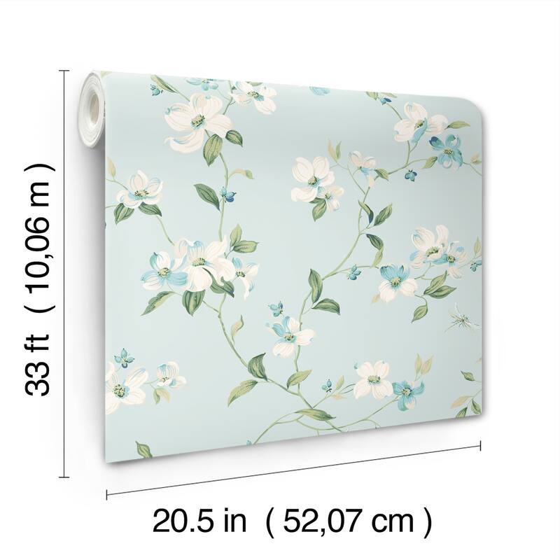 York Wallcoverings Dogwood Light Blue Wallpaper