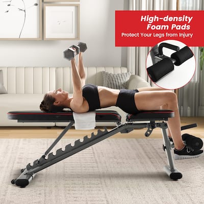 Black Adjustable Weight Incline Decline Flat Bench for Home Gym with 10 Backrest Positions - 59" x 20" x 21-52"
