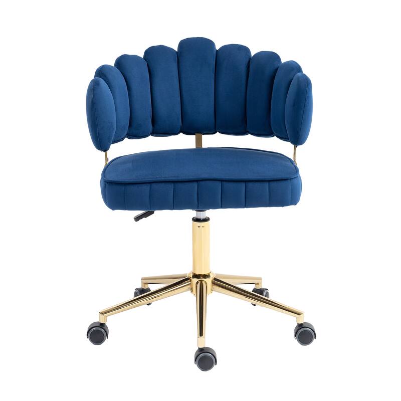 Velvet Home Office Desk Chair, Height Adjustable Task Chair, Armless Single Chair with Wheels, 360° Swivel Vanity Chair - N/A