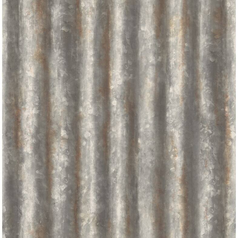 Brewster Alloy Silver Corrugated Metal Wallpaper - 20.5in x 396in x 0.025in