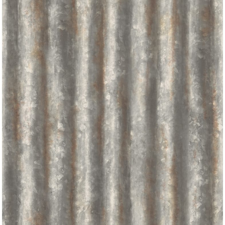 Brewster Alloy Silver Corrugated Metal Wallpaper - 20.5in x 396in x 0.025in