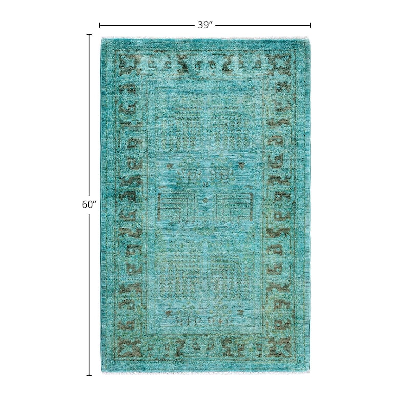 Contemporary Overdyed Wool Hand Knotted Area Rug - 3' 3" x 5' 0"