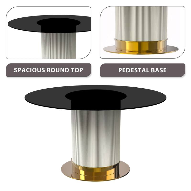 Jexis Round Dining Table with Glass/Sintered Stone Tableop