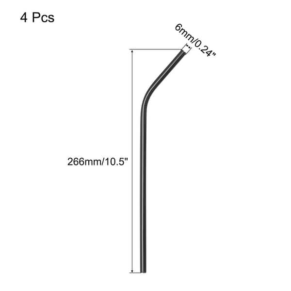 dimension image slide 7 of 10, Reusable Metal Straws 4Pcs, Stainless Steel Bent Drinking Straw 10.5"