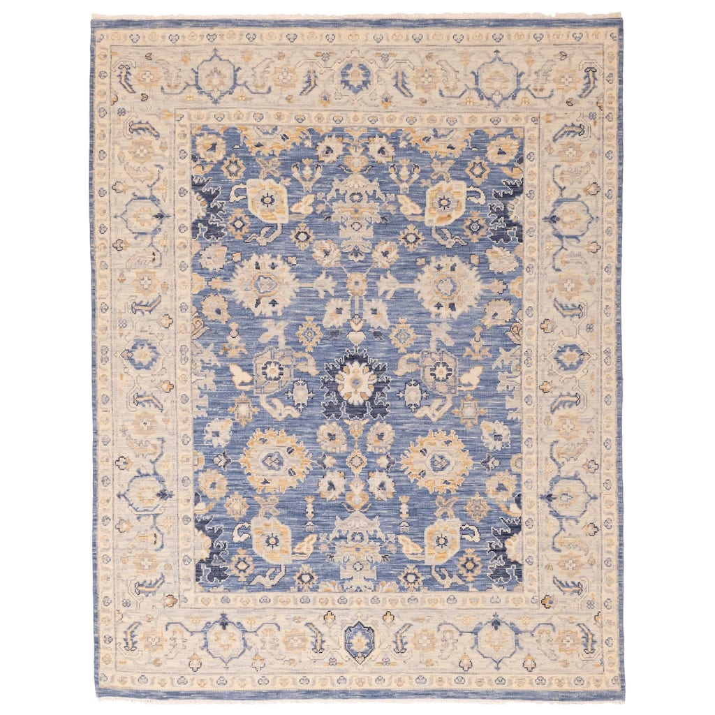ECARPETGALLERY Hand-knotted Modern Oushak Dark Blue Wool Rug - 7'11 x 10'1