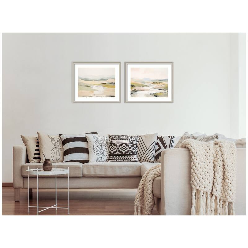Kate and Laurel Tranquil Landscape No. 1 & No. 2 2 Piece Framed Wall Art Print Set by Amy Lighthall