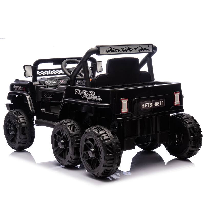 12V Kids Ride On 6-Wheel Electric Truck Car with Parents Control, 4 Motors, LED Lights, Music & Bluetooth, USB, MP3