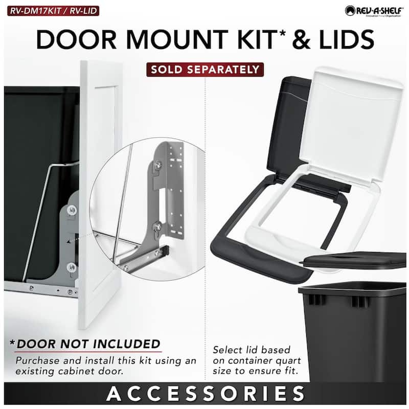 Rev-A-Shelf RV Series Bottom Mount Single Bin Trash Can with Rear