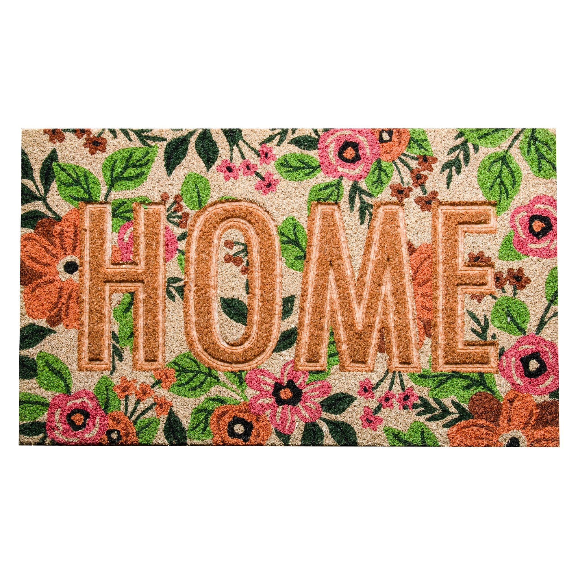 Embossed Coir Door Mat Floral - Home