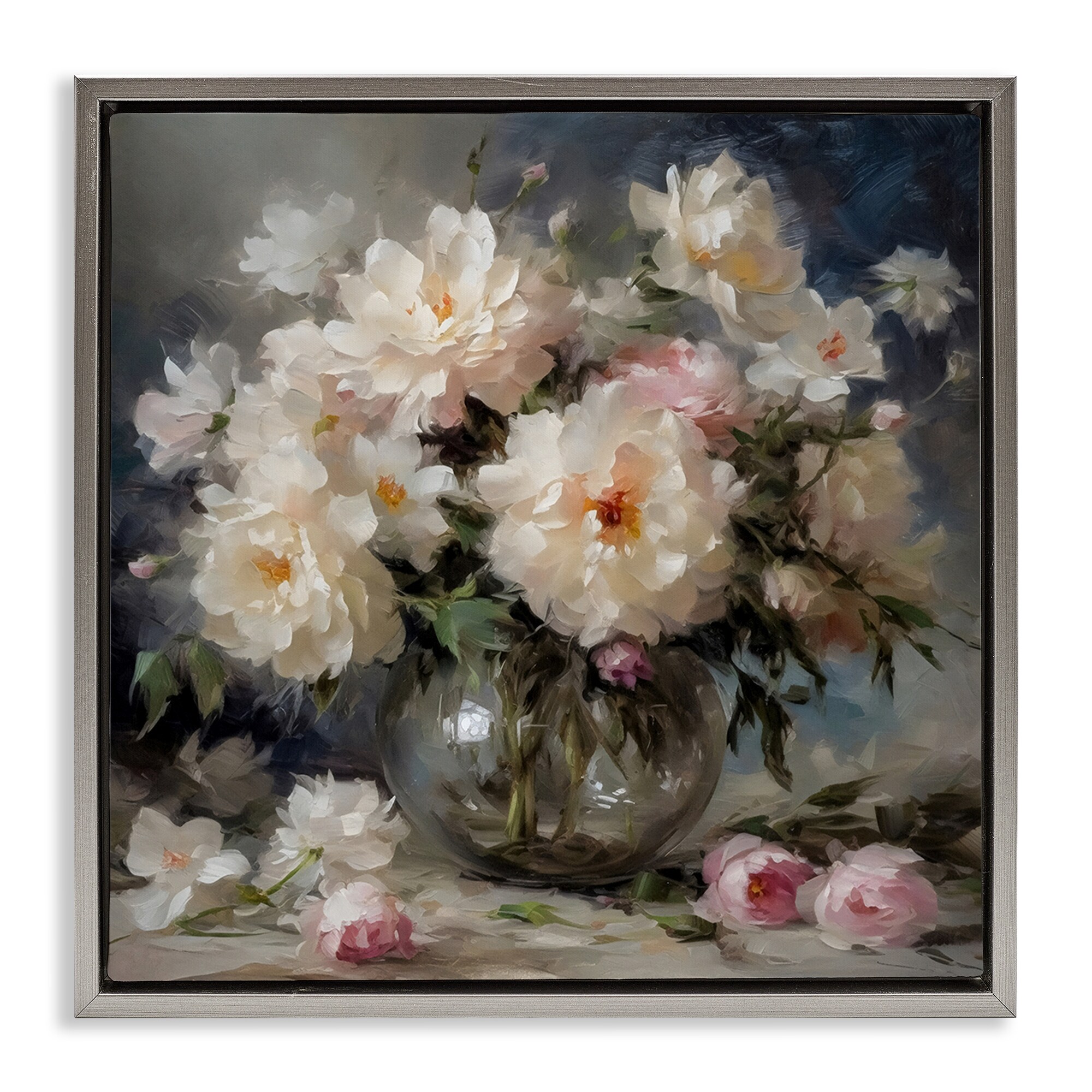 Stupell Romantic Flowers in Round Vase Framed Floater Canvas Wall Art Design By LSR Creative Studio