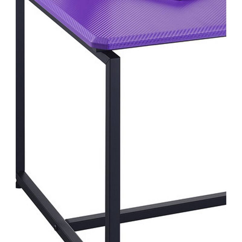 Ont 3 Piece Coffee Table and End Table Set, Black, Purple Carbon Fiber Top