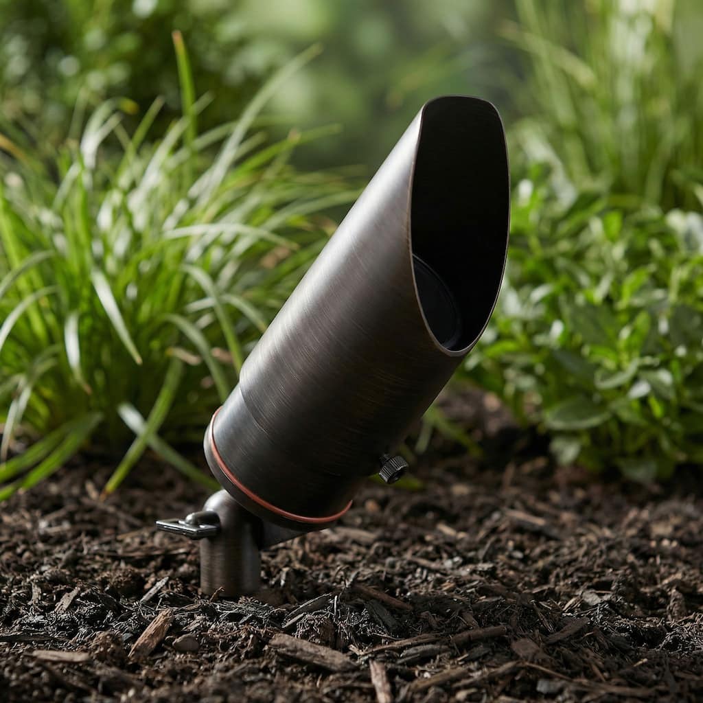 Cast Brass Outdoor Spot Light 7"-8.5"H, 120° Adjustable Bronze Landscape Spotlight with IP65 Rating