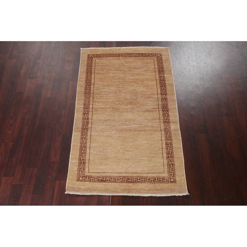 Geometric Bordered Oriental Gabbeh Kashkoli Area Rug Wool Hand-knotted - 3'2" x 5'3"