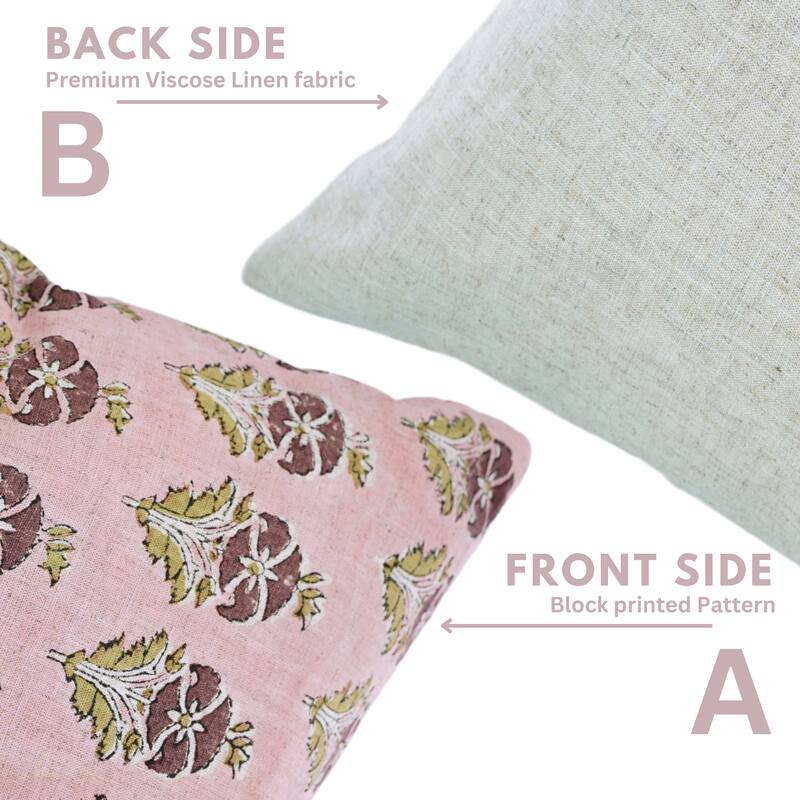 Fabdivine Floral Cushion Cover Viscose Linen for Sustainable Home Gifts Rectangle 14x20 Inch Farmhouse Pillowcase, Mor Mukut
