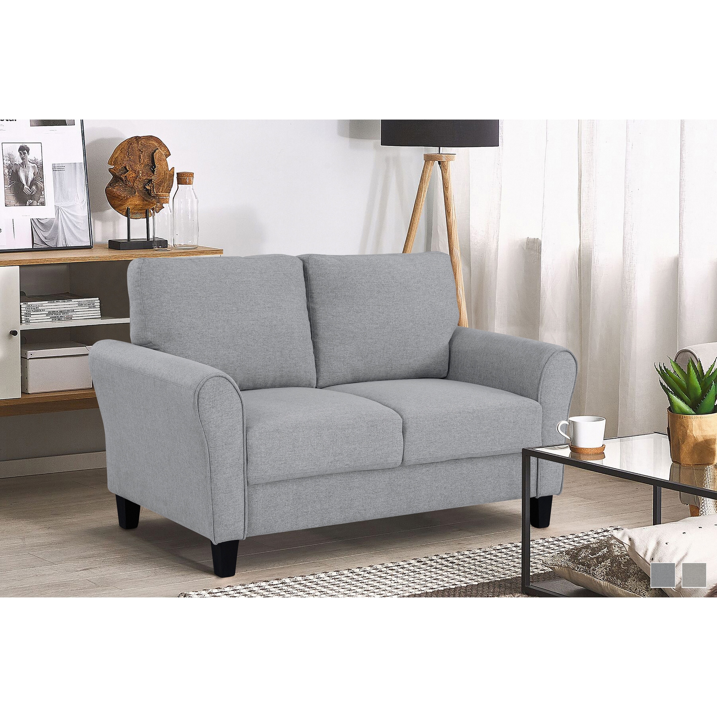 Fremont & Park Diboll 58" Chenille Living Room Loveseat - Wood Finish Exposed Feet