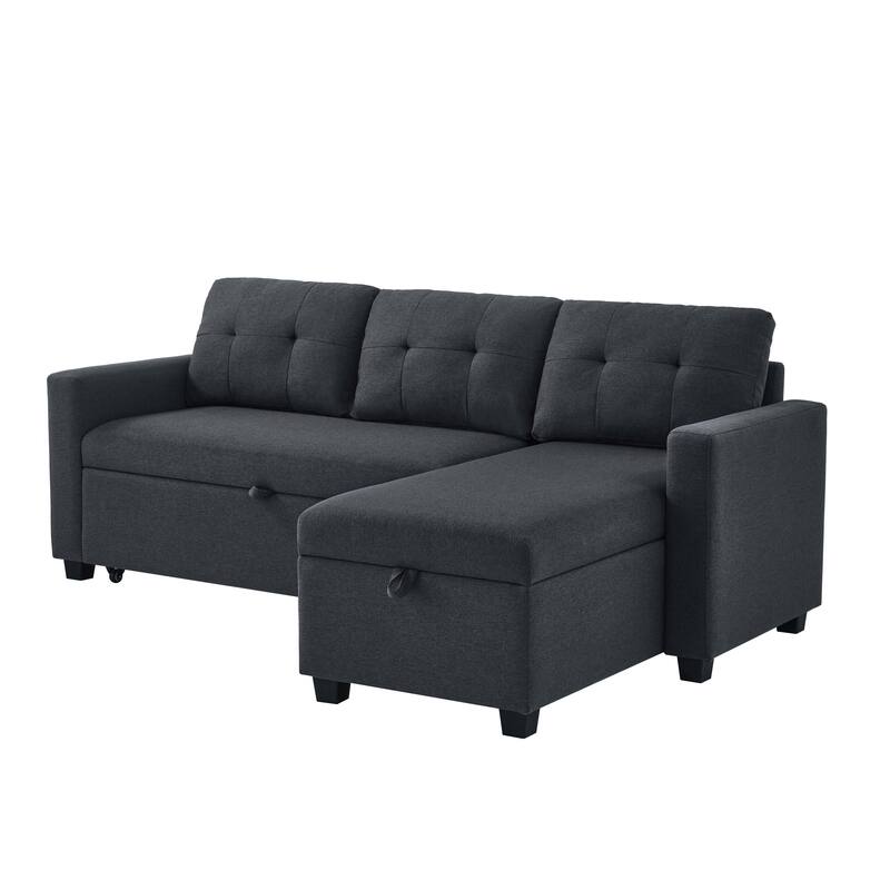 GDFStudio - Ethan Modern Pull-Out Sectional Sofa with Storage Chaise and Reversible Layout